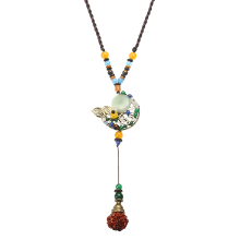 Meco Ethnic Style Necklace Moon Jade Rope Vintage Necklace For Women