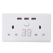 Meco Excellway® 146type 3 Usb Charger Outlet Rechargeable Wall Socket Wall Plate 2 Gang Plug Switch Plate