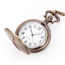 Meco Fashion Vintage Pocket Watch Paris Towe Pattern Antique Chain Analog Necklace Quartz Watch