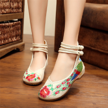 Meco Flower Cloth Embroidered Shoes Vintage Folk Style Flower Flats