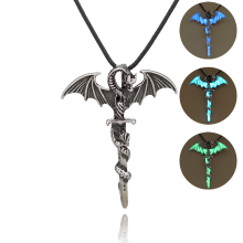 Meco Halloween Vintage Luminous Pendant Necklace Sword Dragon Punk Men Jewelry