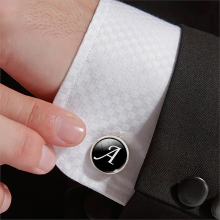 Meco Men Gemstone Glass Single Letter Cufflinks Wedding Party Vintage Alphabet Cufflink