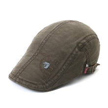 Meco Mens Vintage Embroidery Letter Cotton Sunshade Beret Caps Casual Buckle Adjustable Forward Hat