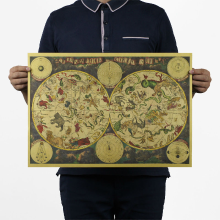 Meco Oude Wereld Poster Zodiac Constellation Kaart Behang Vintage Retro Kraftpapier Poster Home Decor