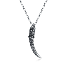 Meco Punk Titanium Steel Vintage Ivory Emboss Pendant Sweater Chain Trendy Necklace For Men