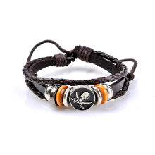 Meco Punk Women Men's Bracelet Vintage Multilayer Woven Skull Pattern Chain Unisex