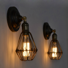 Meco Retro Industrial Vintage Cage E27 Wall Lamp Indoor Bar Ceiling Light