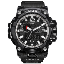 Meco Smael 1545 Pure Color Band Waterproof Sport Watch Digital Analog Dual Display Japan Quartz Watch