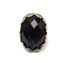 Meco Vintage Black Carved Gem Stone Finger Ring For Women