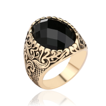Meco Vintage Black Gem Exquisite Carved Totem Geometry Men Ring