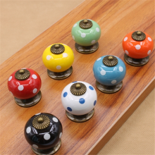 Meco Vintage Dot Round Ceramics Drawer Knob Cabinet Pull Handle Cupboard Door Handle