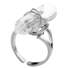 Meco Vintage Hexagonal Pendulum Gemstone Column Quartz Finger Ring