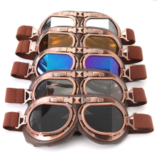 Meco Vintage Pilot Helmet Steampunk Copper Motorcycle Scooter Helmet Glasses Goggles Anti Uv