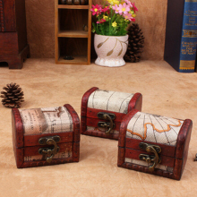 Meco Vintage Western Map Wooden Jewelry Storage Box Case Metal Lock