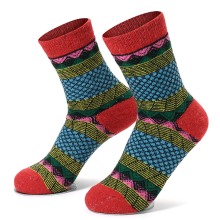 Meco Women Vintage Red Cotton Blend Warm Socks