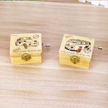 Meco Wooden Cranked Vintage Postbox Bus Music Box Birthday Gift