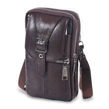 Menico Heren Koeienhuid Vintage Heuptas Draagbare Outdoor Sport Mobiele Telefoon Heuptas Cross Body Bag