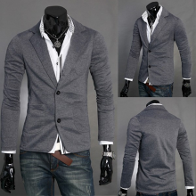 Mens Spring Fall Fashion Casual Coat Slim Fit Korean Blazers Solid Color Long Sleeve Suit