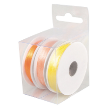 Merkloos 3x Rollen hobby/decoratie kleurenmix oranje satijnen sierlint 3 mm x 6 meter