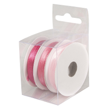 Merkloos 3x Rollen hobby/decoratie kleurenmix roze satijnen sierlint 3 mm x 6 meter