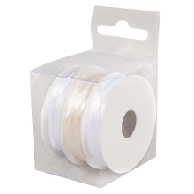 Merkloos 3x Rollen hobby/decoratie kleurenmix wit satijnen sierlint 3 mm x 6 meter