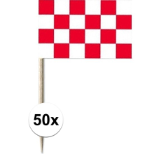 Merkloos 50x Cocktailprikkers Noord Brabant   8 cm mini vlaggetjes   provincie tafel decoratie