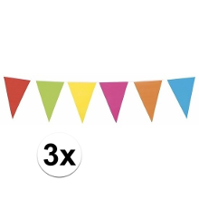 Merkloos Boland Vlaggenlijn XL   3x   multicolor   10 meter   kunststof   vlaggentjes   versiering