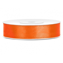 Merkloos Decoratie satijn sierlint   oranje   12 mm x 25 meter   Cadeaulint satijnlint