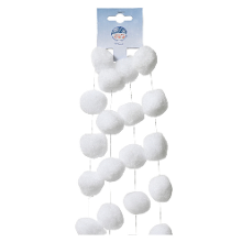 Merkloos Decoris Sneeuwballen slinger   wit   180 cm   sneeuwversiering   Kerstmis decoratie