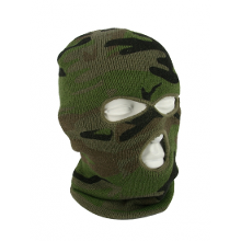 Merkloos Driegaats bivakmuts/skimuts   camouflage groen   one size   outdoor   wintersport   Balaclava
