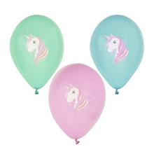 Merkloos Eenhoorn thema print ballonnen 29 cm   6x stuks   Unicorn kinder verjaardag thema