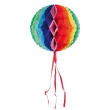 Merkloos Folat Decoratie bol   regenboog kleuren   30 cm   crepe papier   versiering   feestversiering
