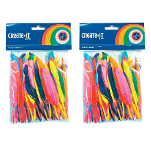 Merkloos Gekleurde knutsel veertjes   set 200x   Hobby/decoratie sierveren   Knutselen   formaat 14 cm