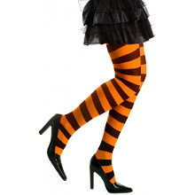 Merkloos Heksen verkleedaccessoires panty zwart/oranje voor dames maat XL