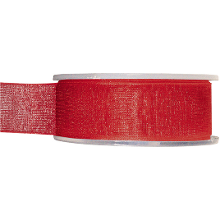 Merkloos Hobby/decoratie organza sierlint   rood   2,5 cm x 20 meter   Cadeaulint   inpakken