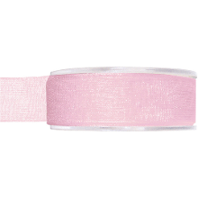 Merkloos Hobby/decoratie organza sierlint   roze   2,5 cm x 20 meter   Cadeaulint   inpakken