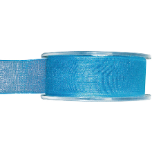 Merkloos Hobby/decoratie organza sierlint   turquoise blauw   2,5 cm x 20 meter   Cadeaulint   inpakken