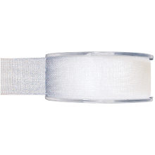 Merkloos Hobby/decoratie organza sierlint   wit   2,5 cm x 20 meter   Cadeaulint   inpakken