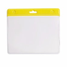 Merkloos Multipack van 10x stuks Badgehouders   geel   11,5 x 9,5 cm   voor aan een lanyard of keycord