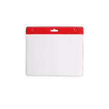Merkloos Multipack van 10x stuks Badgehouders   rood   11,5 x 9,5 cm   voor aan een lanyard of keycord