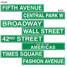 Merkloos New York straatbord decoraties   wegwijzers   straatnamen   thema versiering landen   10 x 61 cm