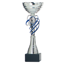 Merkloos Trofee   22 x 8 cm   prijs beker   zilver/blauw decoratie   kunststof   sportprijs