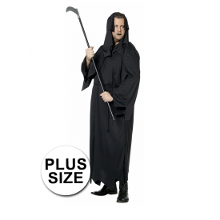 Merkloos Zwarte dood horror / halloween kostuum grote maat