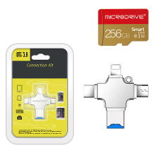 Microdrive 256GB 4 in 1 USB3.0 Flash Drive iP/Type C/Micro/USB High Speed Data Transmissie Draagbaar Geheugen U Disk OTG