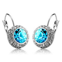 Moon River Circle Crystal Earrings Ear Clip Women Jewelry Silver Gold