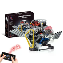 MOULD KING K96202 V8 motor model met LED verlichting technische autobouwblok Hellcat V type 8 cilinder brick assembly kit 665PCS ki