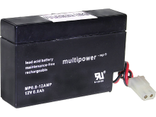 Multipower MP0,8 12 AMP Loodaccu 12 V 0.8 Ah Loodvlies (AGM) (b x h x d) 96 x 62 x 25 mm AMP bus Onderhoudsvrij, Geringe zelfontlading