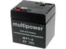 Multipower MP1 6 Loodaccu 6 V 1 Ah Loodvlies (AGM) (b x h x d) 51 x 55 x 42 mm Kabelschoen 4.8 Mm Onderhoudsvrij, Geringe zelfontlading
