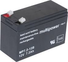 Multipower MP7,2 12B Loodaccu 12 V 7.2 Ah Loodvlies (AGM) (b x h x d) 65 x 102 x 151 mm Contactpolen Onderhoudsvrij, Geringe zelfontlading, VDS certificering
