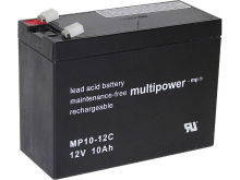 Multipower PB 12 10 6,35 Loodaccu 12 V 10 Ah Loodvlies (AGM) (b x h x d) 151 x 118.5 X 65 mm Kabelschoen 6.35 Mm Cyclusbestendig, Onderhoudsvrij, Geringe